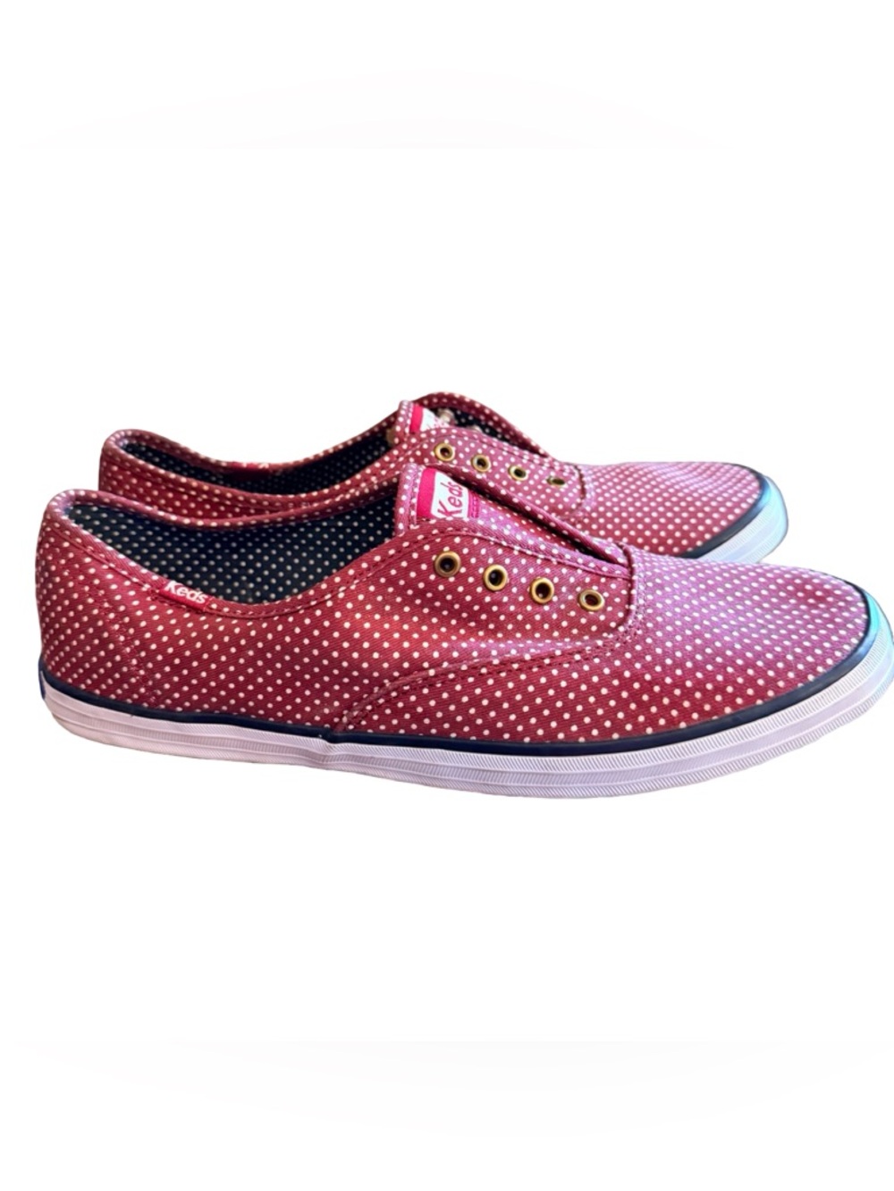 Keds Champion Red Polka Dot Slip-On Sneakers Women’s Size 9 Canvas - Picture 4 of 13